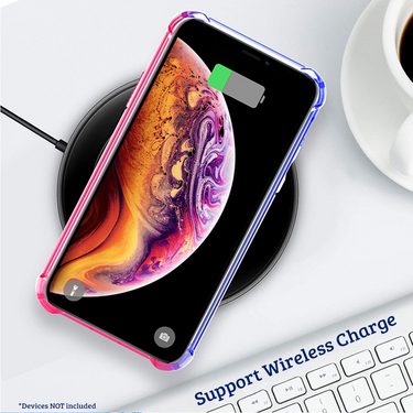iPhone 11 Pro Compatible Case Cover With Clear Rainbow Airbag Bumper Shockproof - Purple and Blue